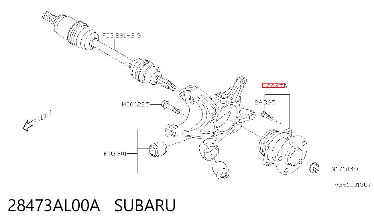 28473AL00A Subaru Маточина задня