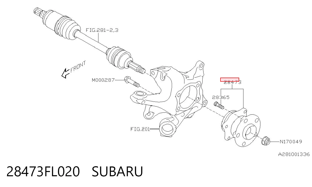 28473FL020 Subaru Маточина задня