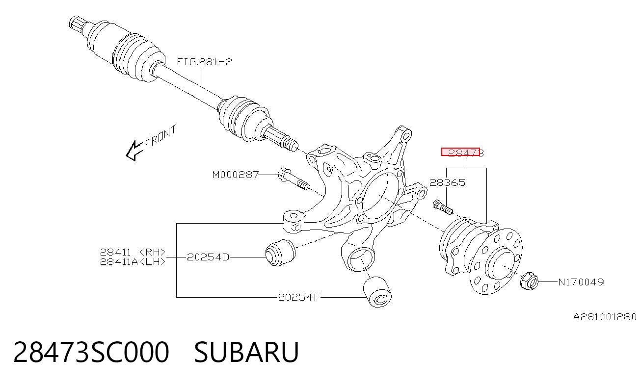 28473SC000 Subaru Маточина задня