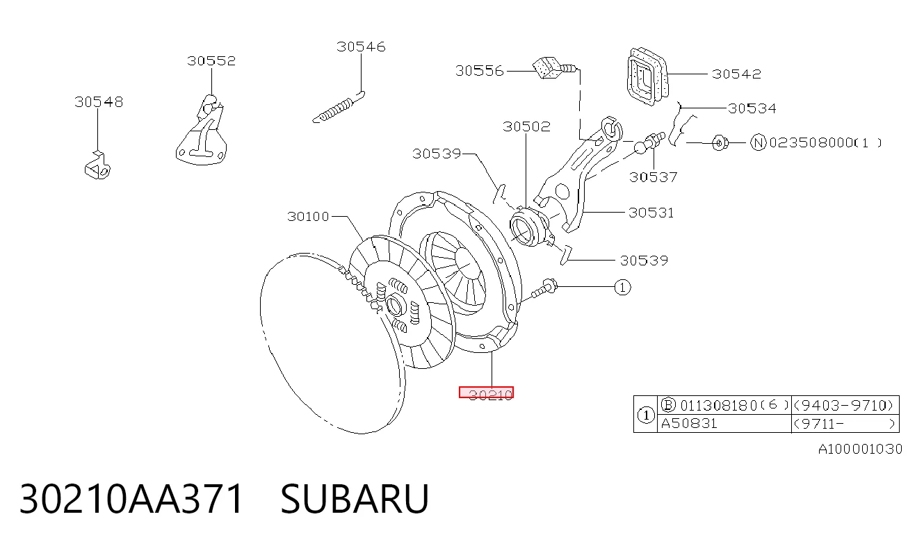 Натискний диск зчеплення на Subaru Legacy III BE, BH