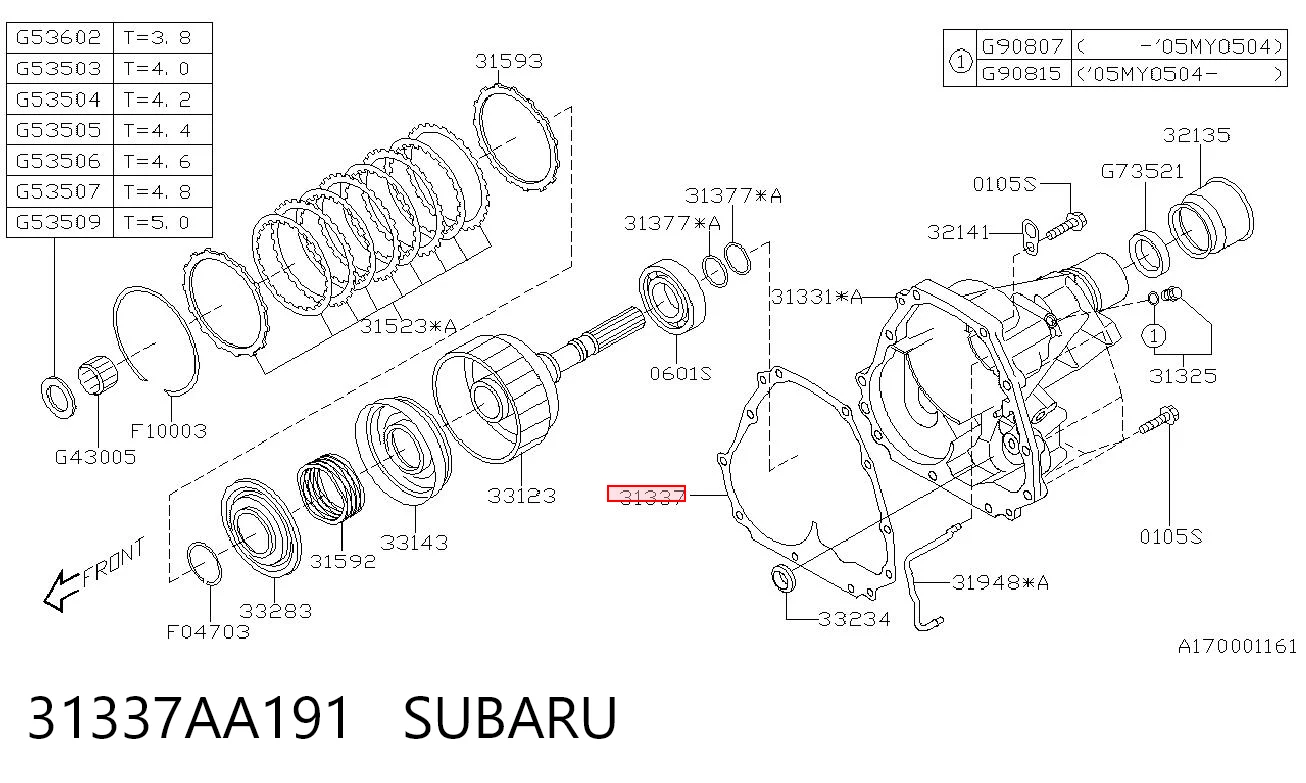 31337AA191 Subaru Прокладка редуктора заднього моста