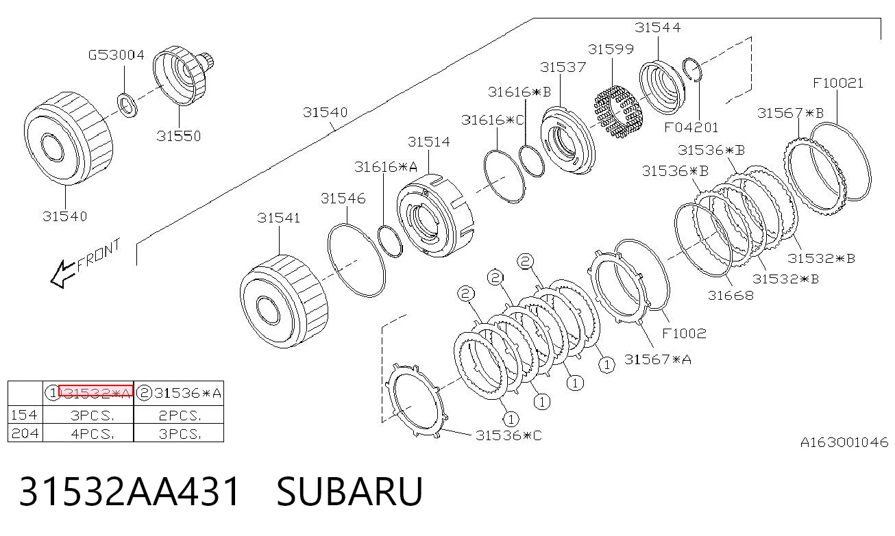 31532AA431 Subaru 