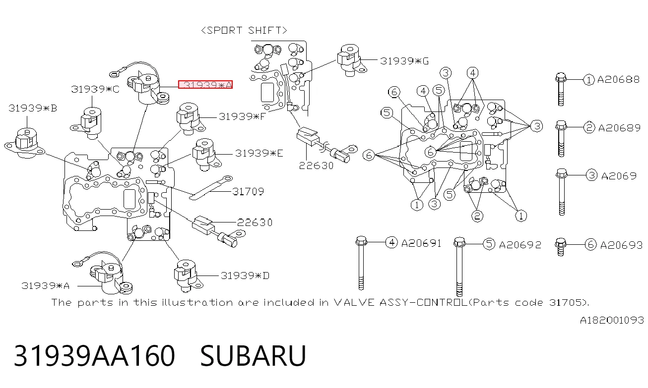 31939AA160 Subaru Блок клапанів АКПП