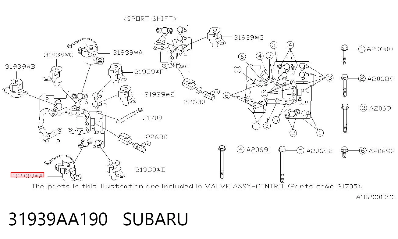 31939AA190 Subaru Блок клапанів АКПП