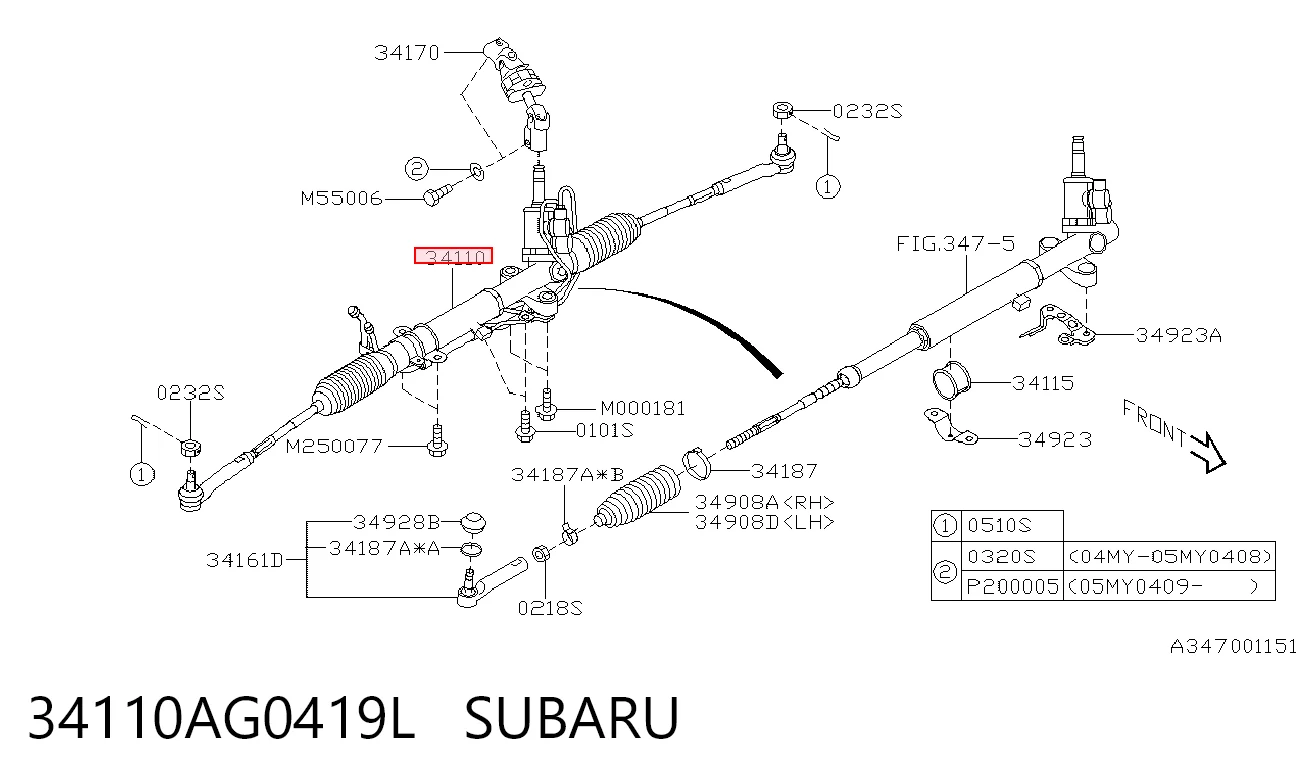 Рейковий рульовий механізм на Subaru Impreza III GH