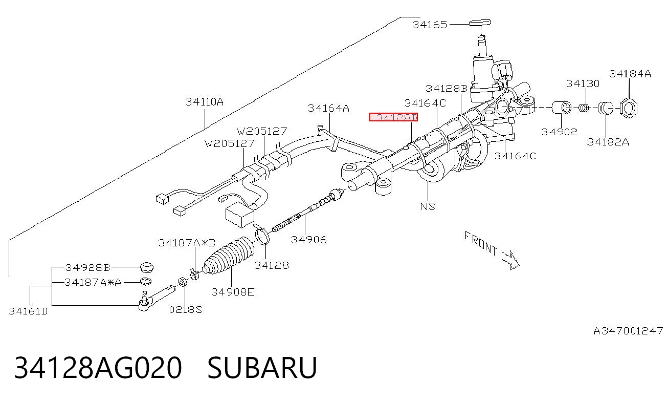 34128AG020 Subaru Хомут кріплення кермової рейки