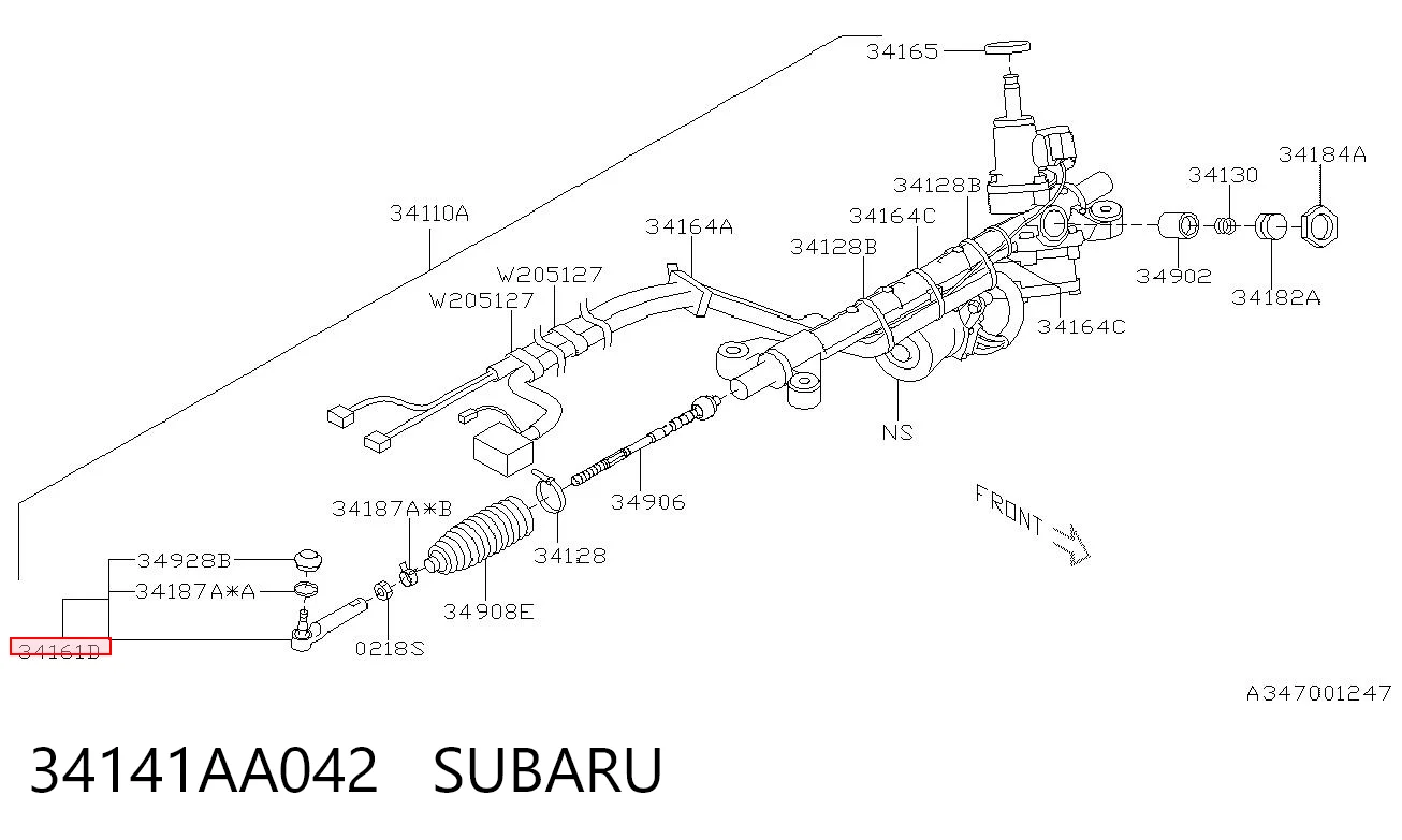 34141AA042 Subaru Зовнішній наконечник рульової тяги