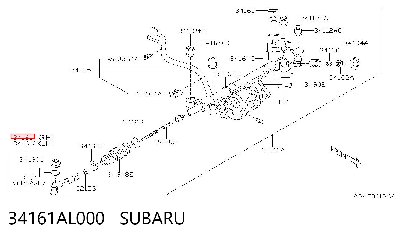 34161AL000 Subaru Зовнішній наконечник рульової тяги
