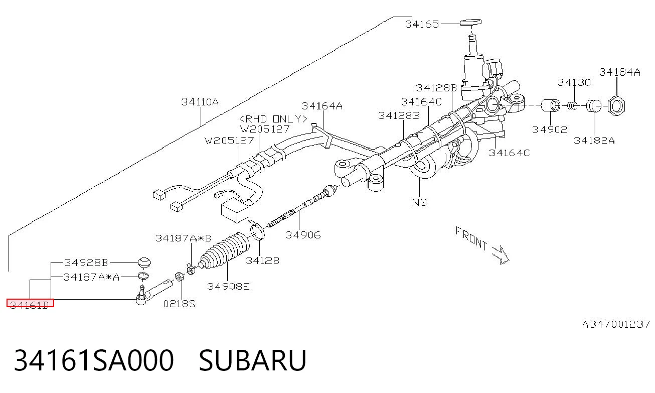 34161SA000 Subaru Зовнішній наконечник рульової тяги