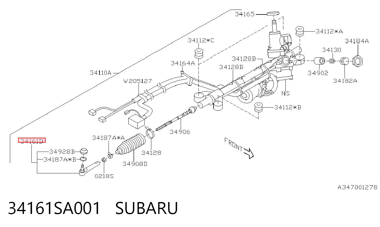 34161SA001 Subaru Зовнішній наконечник рульової тяги