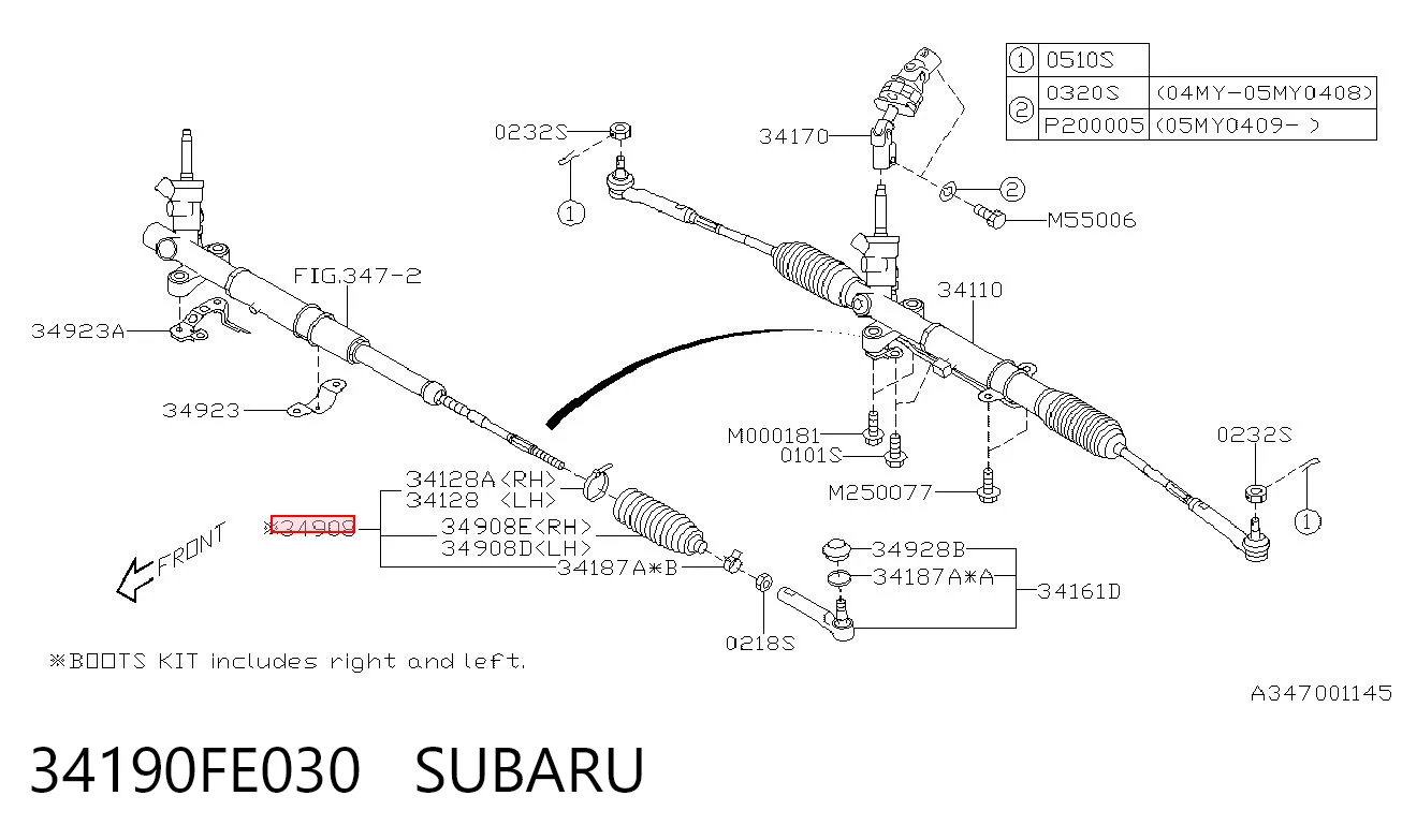 34190FE030 Subaru Пильник рульової