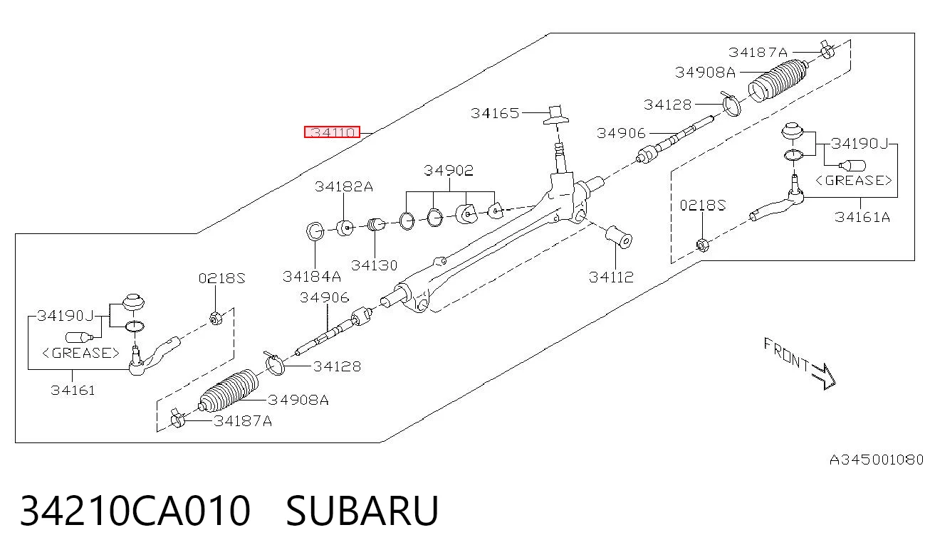34210CA010 Subaru Рейковий рульовий механізм
