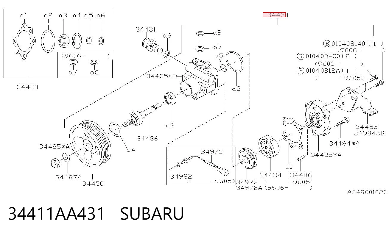 34411AA431 Subaru Насос гідропідсилювача