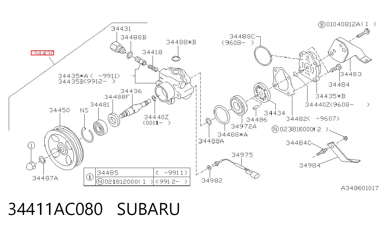 34411AC080 Subaru Насос гідропідсилювача