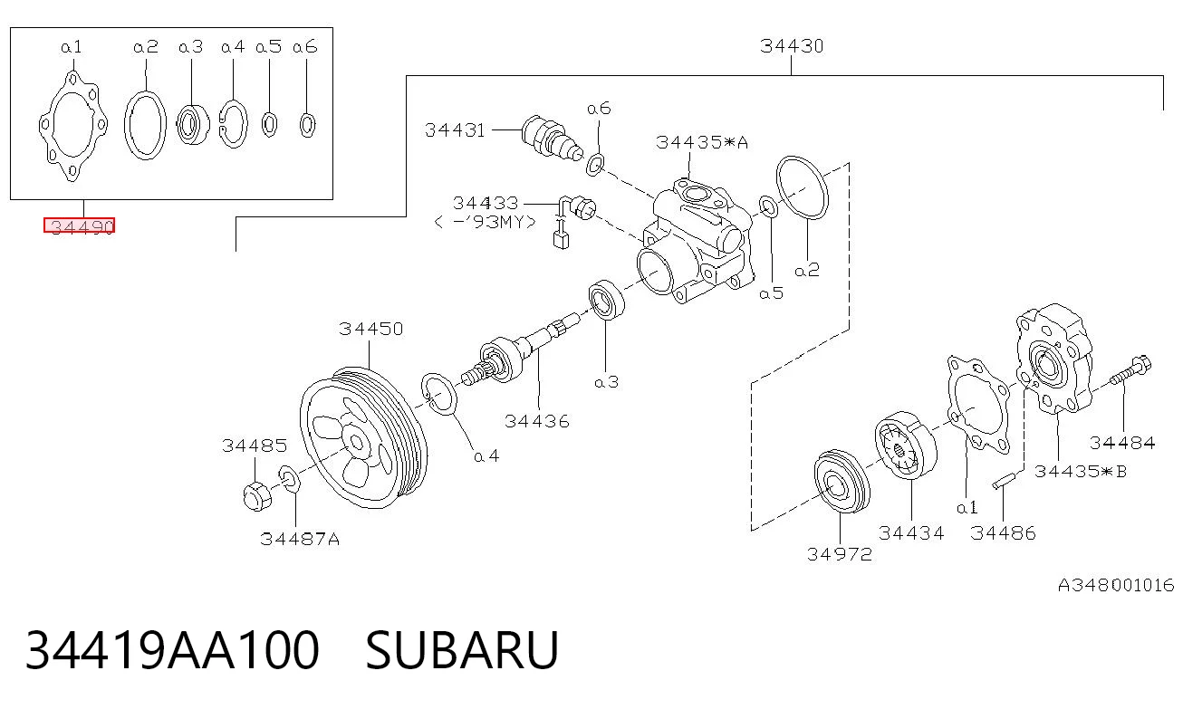 34419AA100 Subaru 