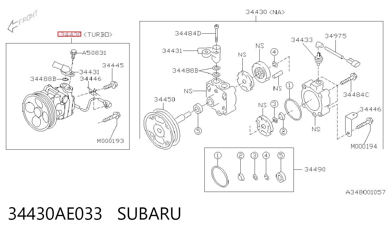 34430AE033 Subaru Насос гідропідсилювача