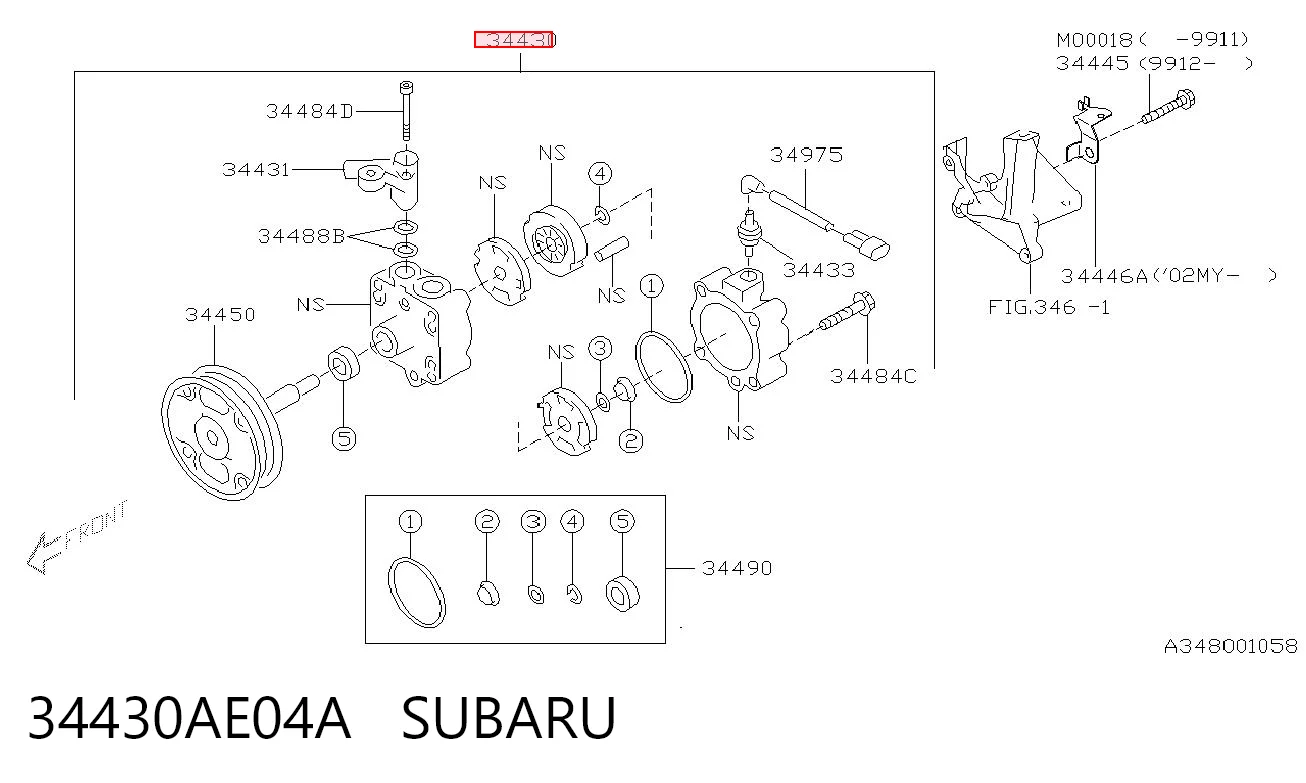 34430AE04A Subaru Насос гідропідсилювача