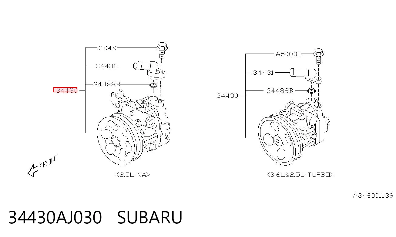 34430AJ030 Subaru Насос гідропідсилювача