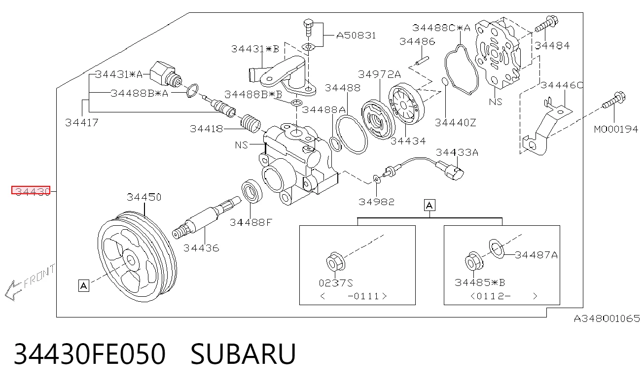 34430FE050 Subaru Насос гідропідсилювача