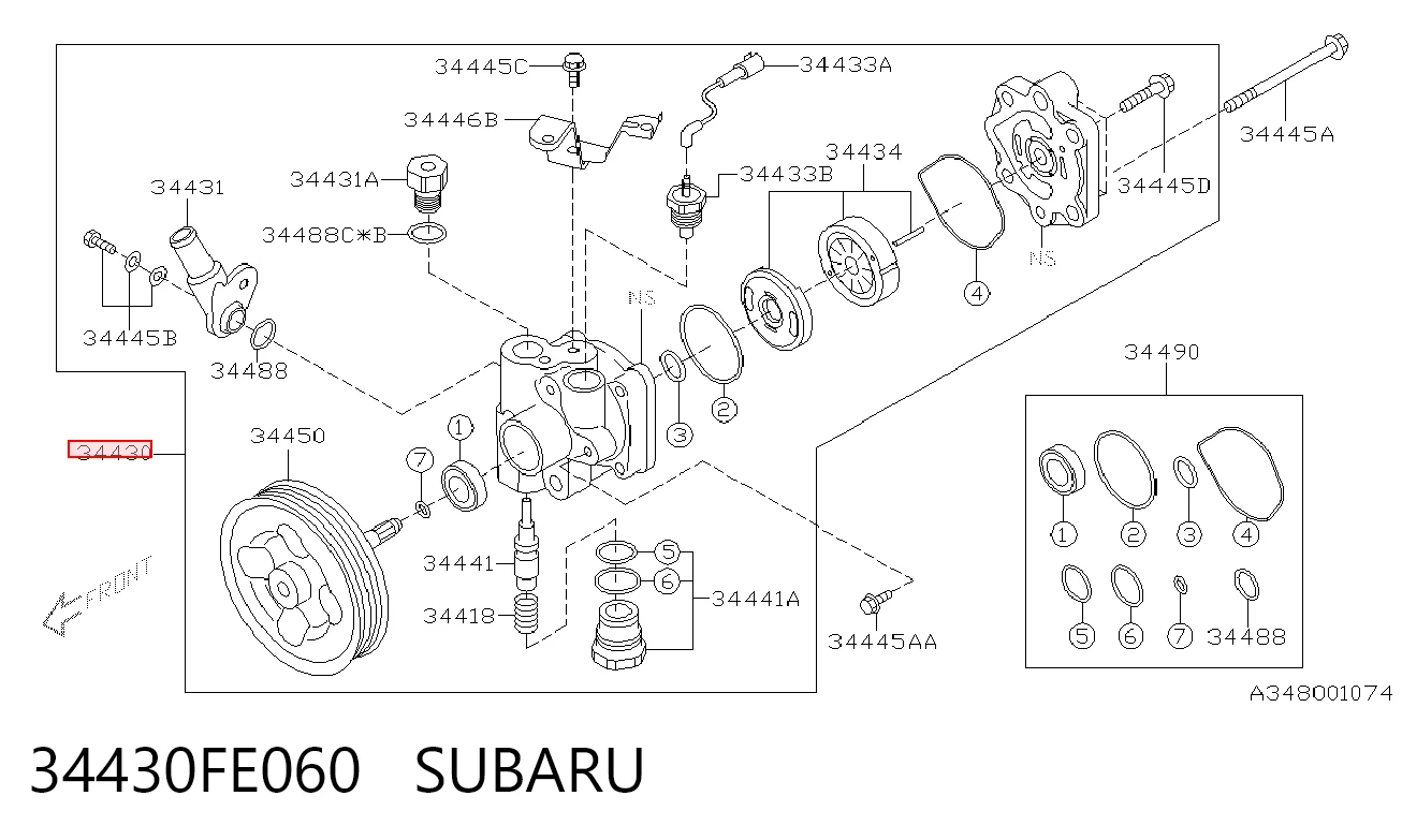 34430FE060 Subaru Насос гідропідсилювача