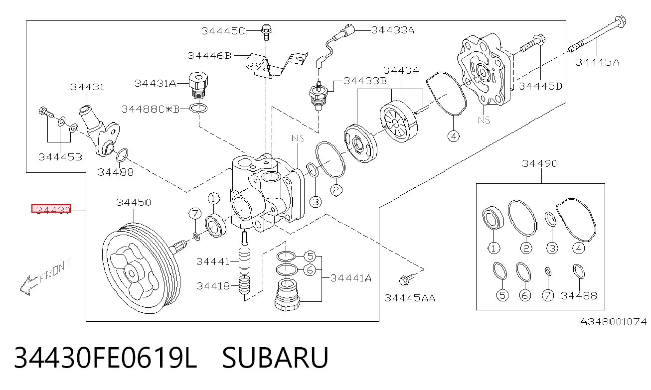 34430FE0619L Subaru Насос гідропідсилювача
