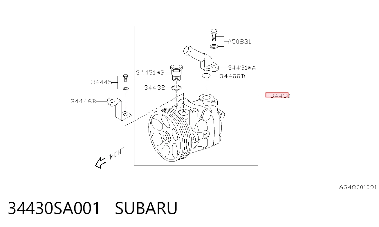 34430SA001 Subaru Насос гідропідсилювача
