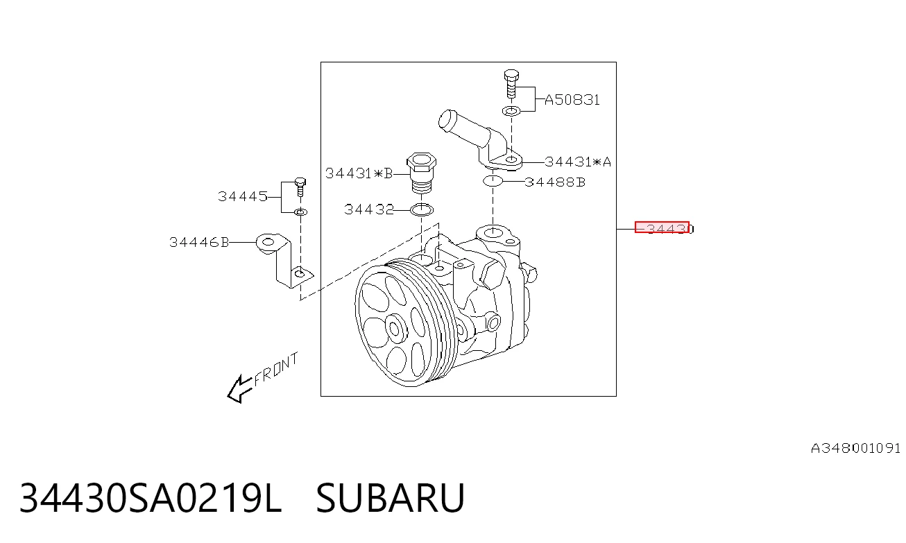 34430SA0219L Subaru Насос гідропідсилювача