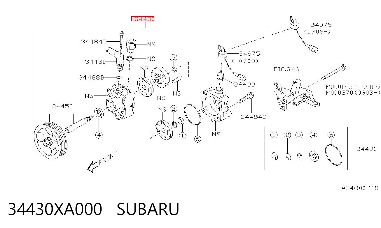 34430XA000 Subaru Насос гідропідсилювача