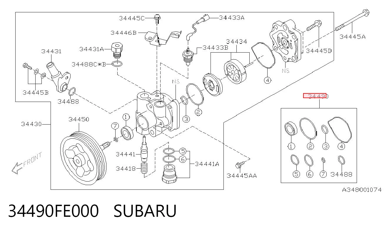 34490FE000 Subaru Ремкомплект насоса ГУР