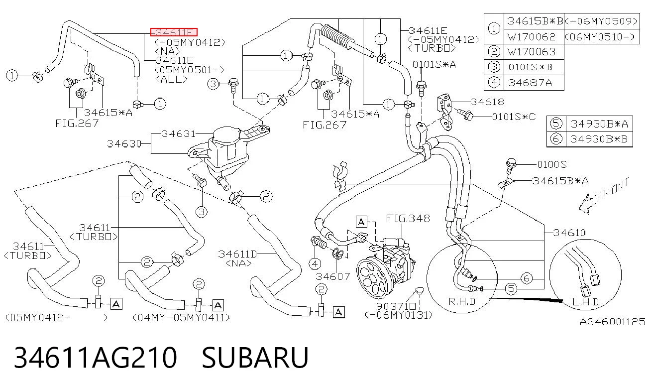 34611AG210 Subaru 