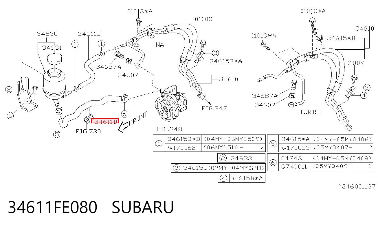 34611FE080 Subaru 