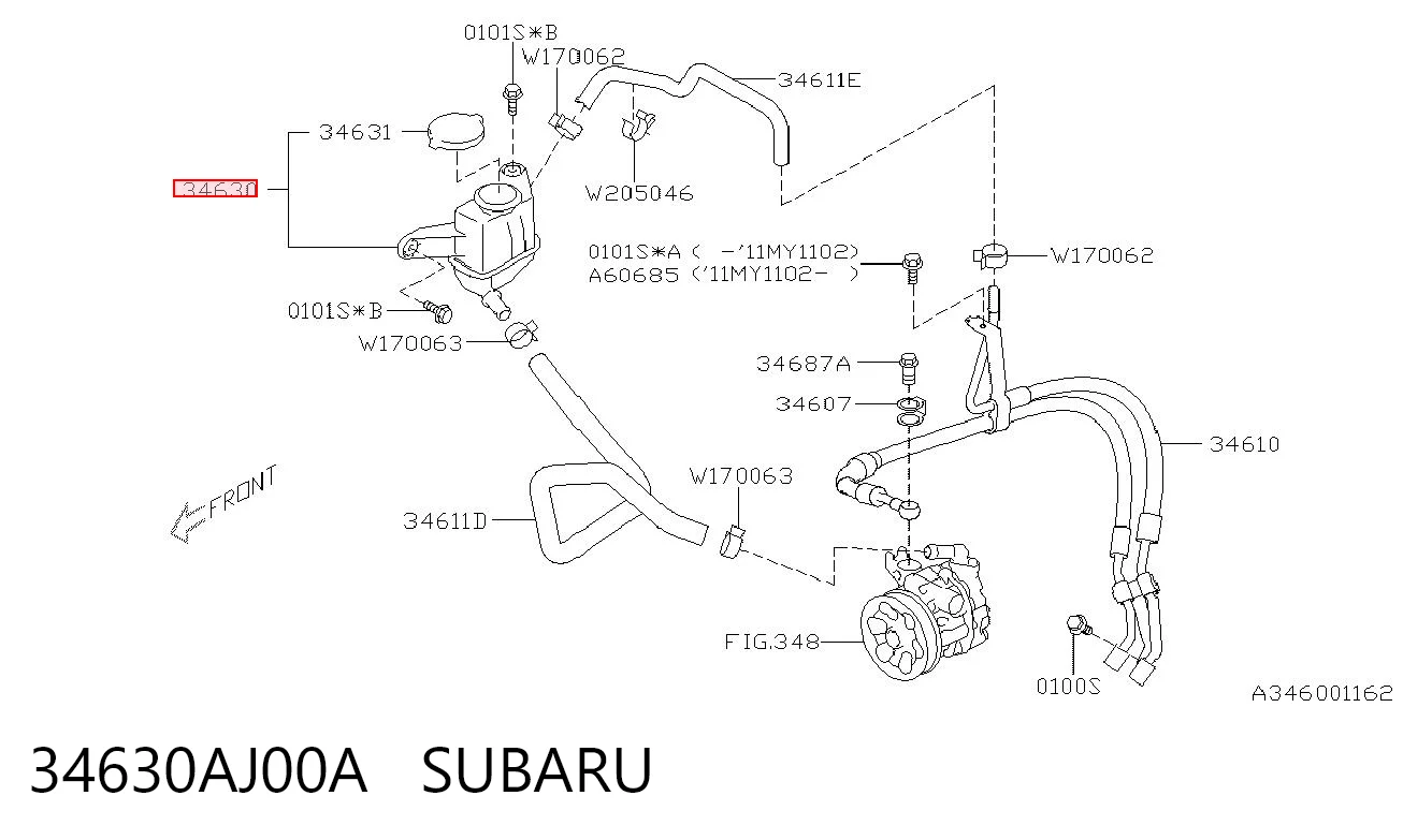 34630AJ00A Subaru Бачок гідропідсилювача керма