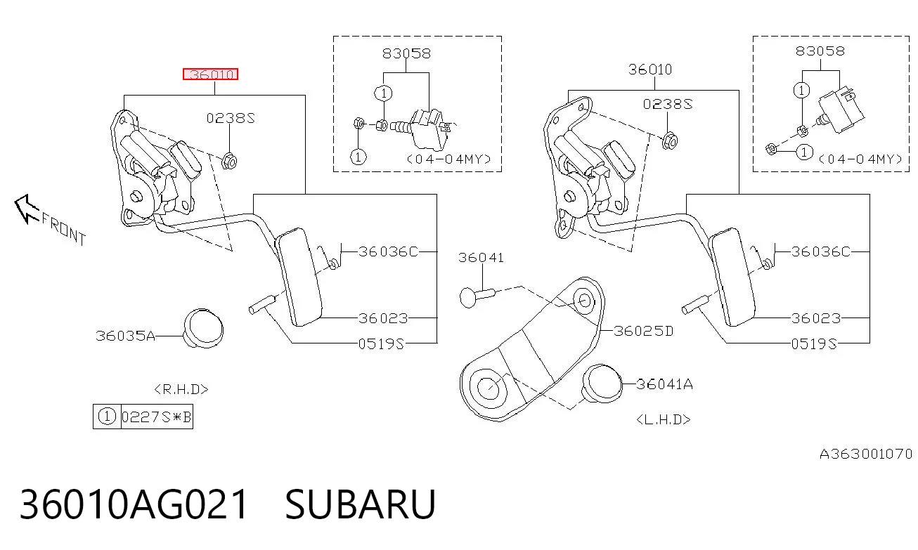 36010AG021 Subaru Педаль газу (акселератора)