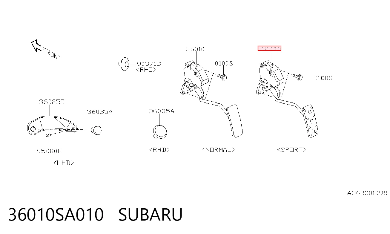 36010SA010 Subaru Педаль газу (акселератора)