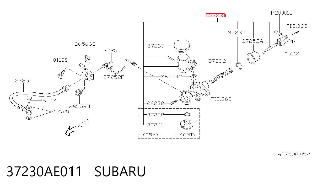 37230AE011 Subaru Циліндр зчеплення, головний