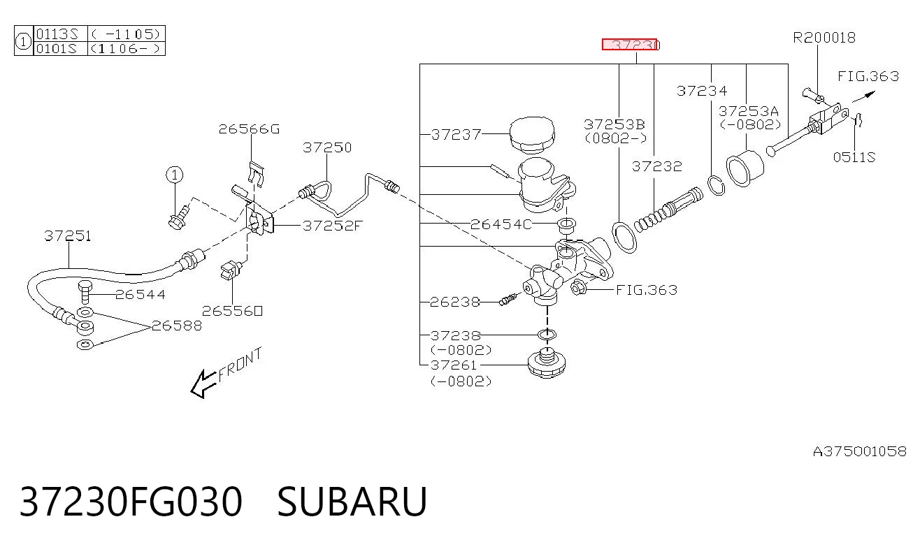Циліндр зчеплення, головний на Subaru Impreza III GH