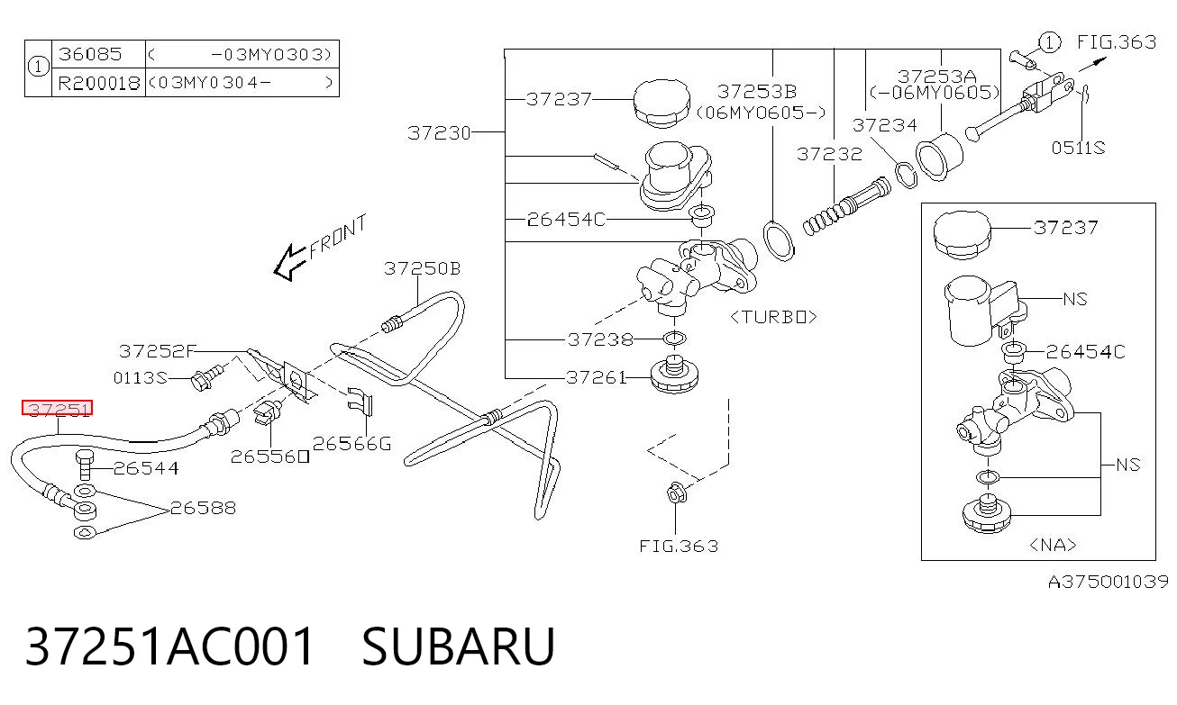 37251AC001 Subaru Трубка гідроприводу зчеплення