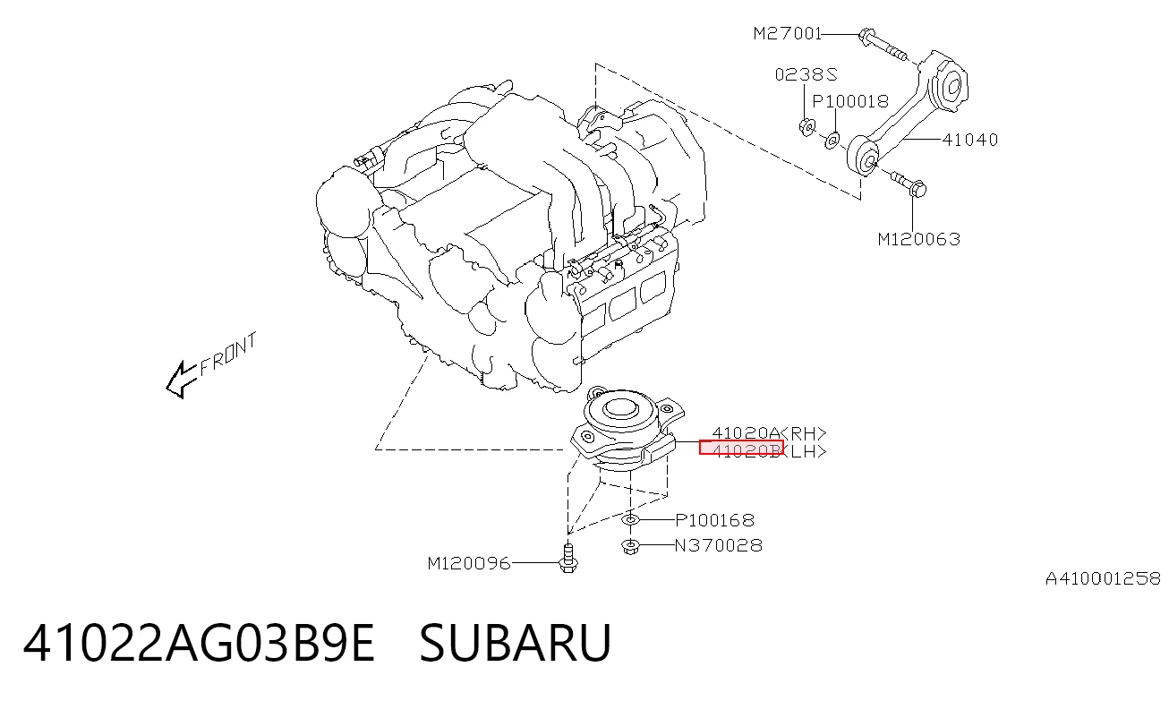 Ліва опора двигуна на Subaru Tribeca B9 