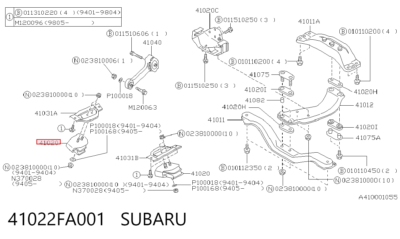 41022FA001 Subaru Подушка передньої опори двигуна