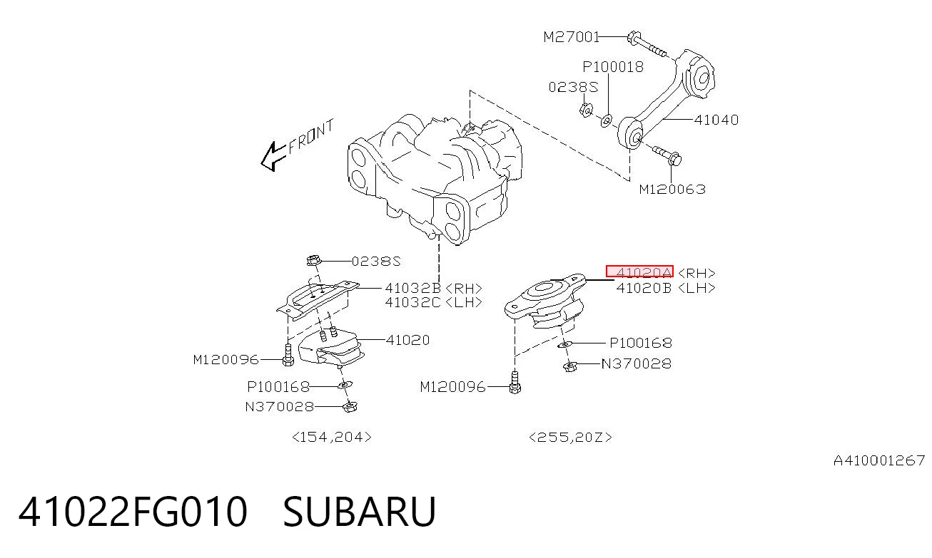 41022FG010 Subaru Права подушка мотора