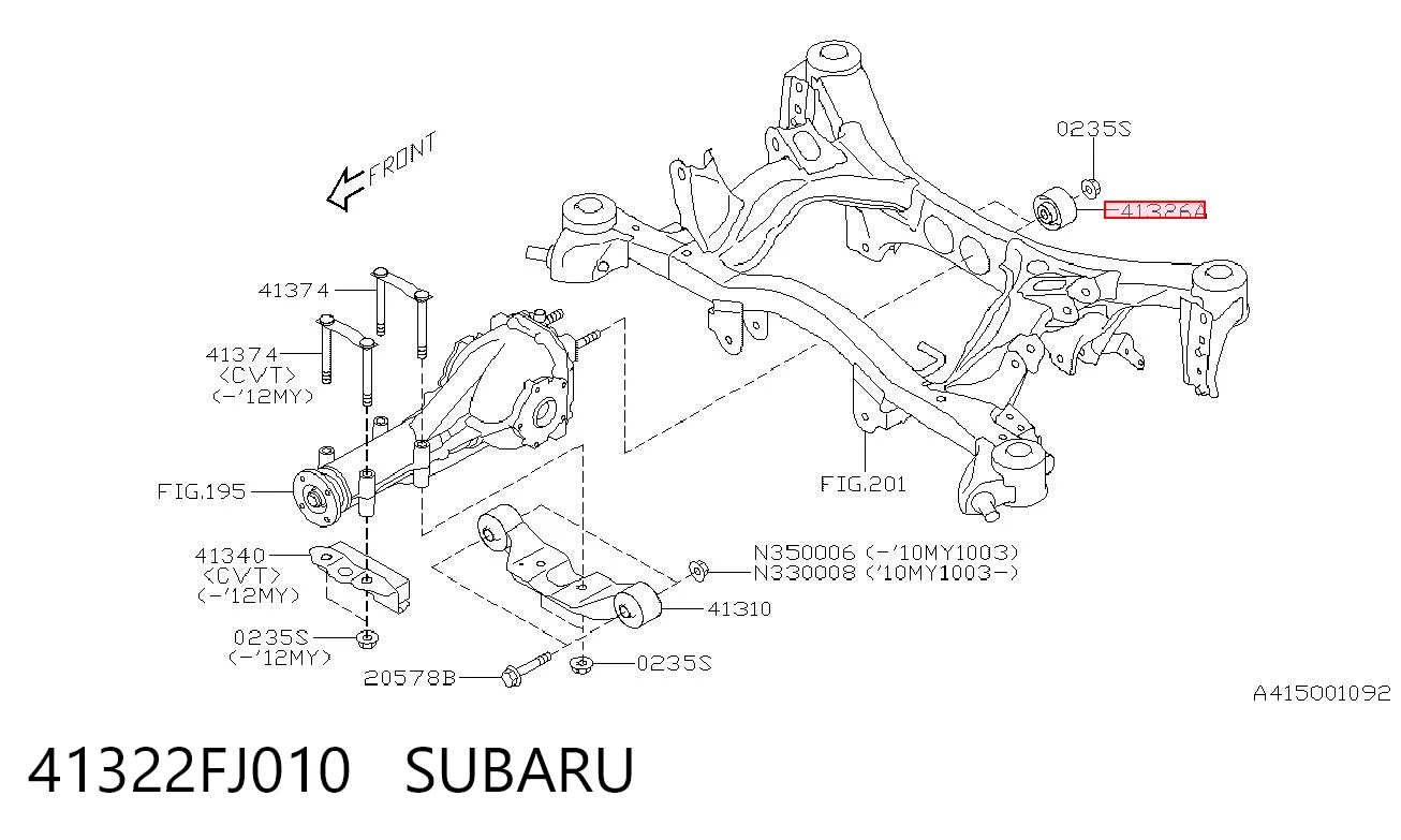 41322FJ010 Subaru Сайлентблок балки моста