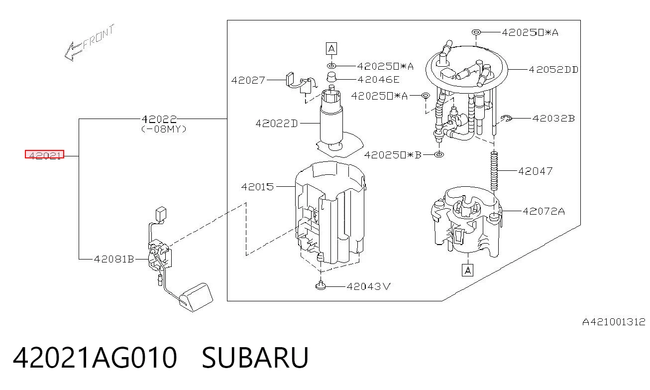 Паливний насос електричний, погружной на Subaru Impreza III GH