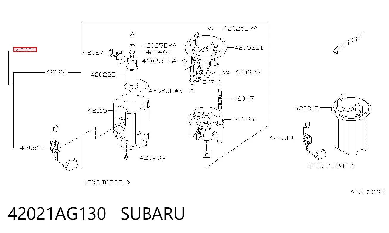 42021AG130 Subaru Паливний насос електричний, погружной