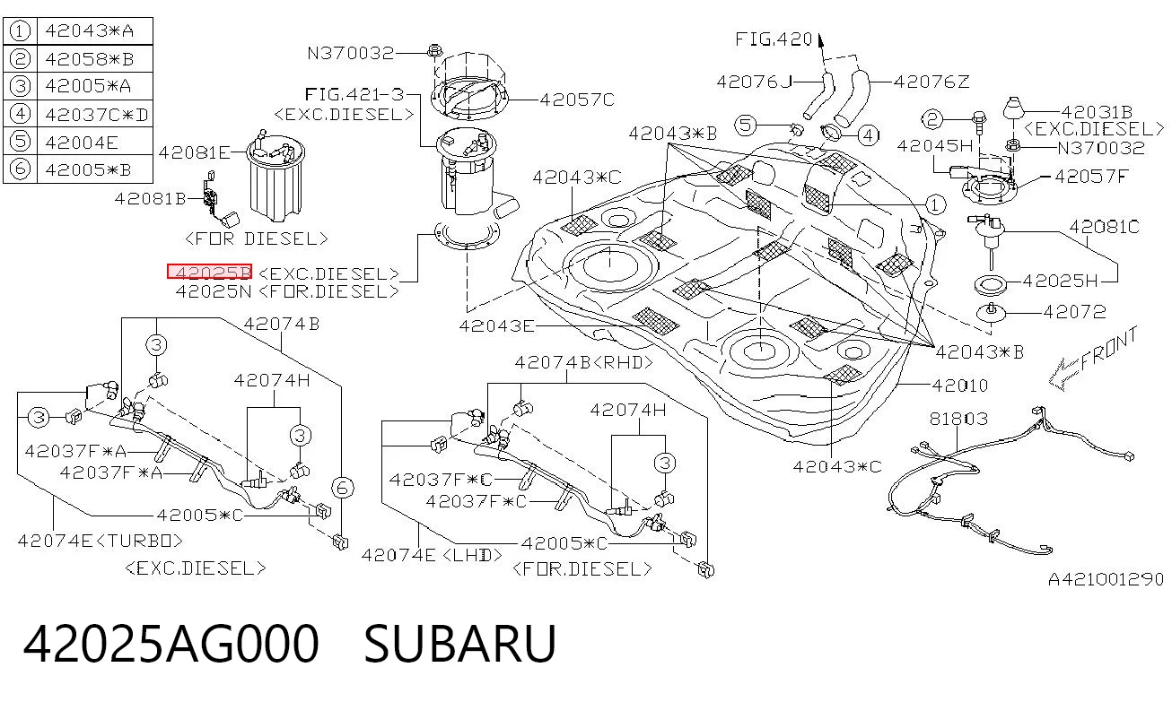 42025AG000 Subaru Прокладка датчика рівня палива/паливного насоса (палив.бак)