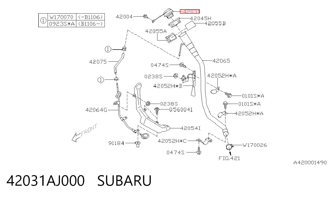 42031AJ000 Subaru Кришка / пробка бензобака