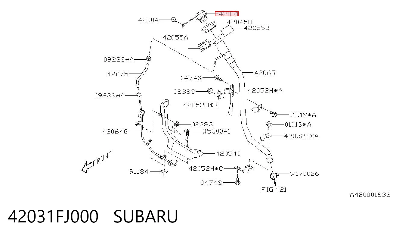 42031FJ000 Subaru Кришка / пробка бензобака