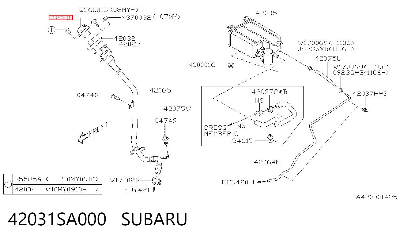 42031SA000 Subaru Кришка / пробка бензобака