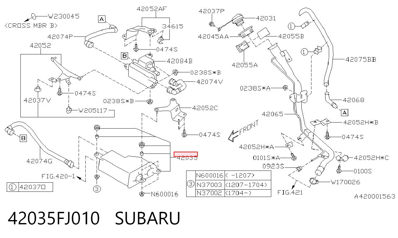 42035FJ010 Subaru Абсорбер