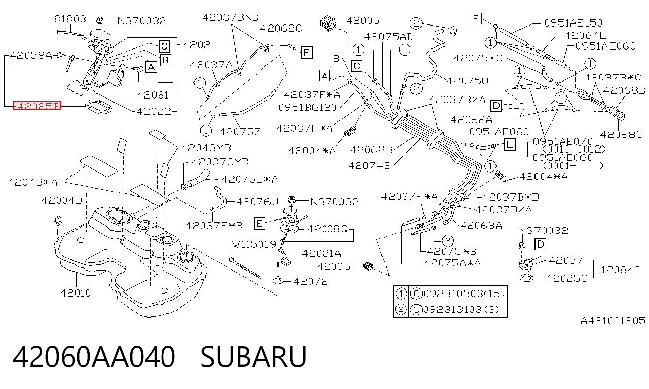 42060AA040 Subaru Прокладка датчика рівня (палив.бак)