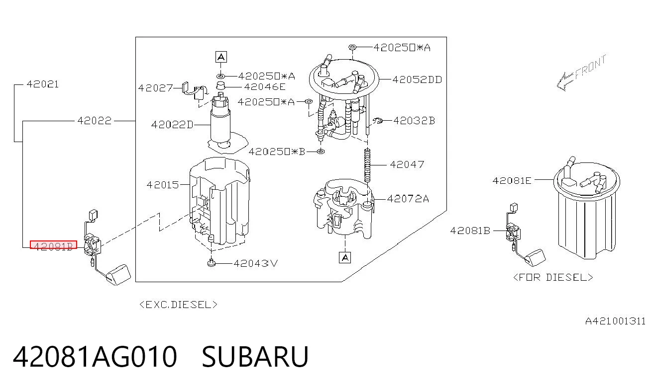 Датчик бензобака на Subaru Forester III S12, SH